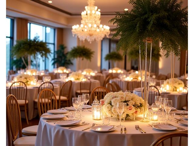 Salle de réception de mariage luxueuse et fleurie