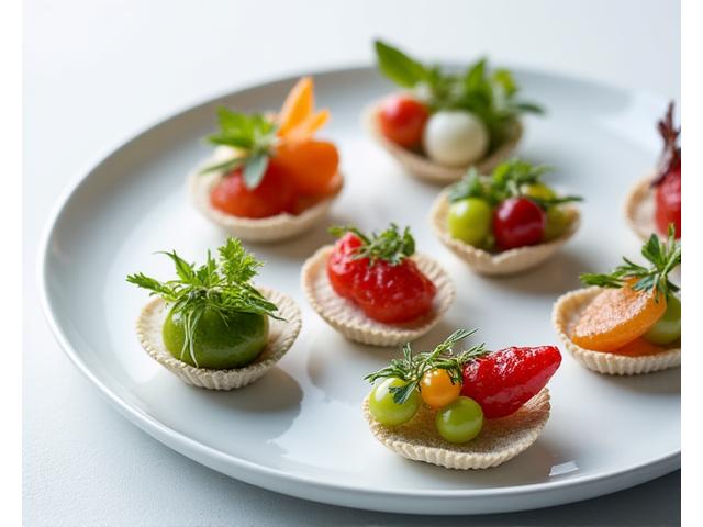 Plat de mises en bouche variées et artistiques