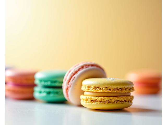 Assortiment de macarons colorés disposés artistiquement